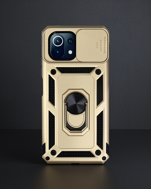 Xiaomi Mi 11 Lite Kılıf Pars Lens Yüzüklü Silikon - Gold