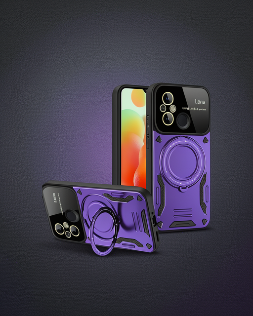 Xiaomi Redmi 12c Kılıf Joy Lens Standlı Kapak - Mor