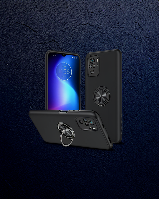 Xiaomi Poco F3 Kılıf Elit Yüzüklü Kapak - Siyah
