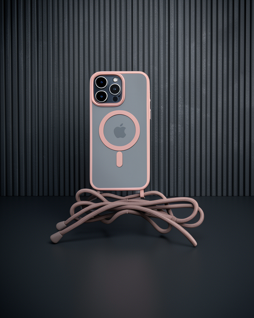 Apple İphone 12 Pro Max Kılıf Divo Lazer Askılı Magsafe Kapak - Pembe