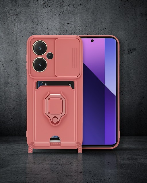 Xiaomi Redmi Note 13 Pro Plus Kılıf Zuma Kartvizitli Yüzüklü Silikon - Pembe