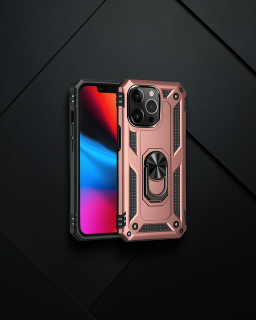 Apple İphone 13 Pro Max Kılıf Sofya Yüzüklü Silikon Kapak - Rose