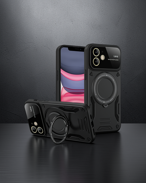 Apple İphone 11 Kılıf Joy Lens Standlı Kapak - Siyah