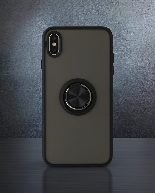 Apple İphone Xs Max Kılıf Montreal Yüzüklü Silikon Kapak - Siyah