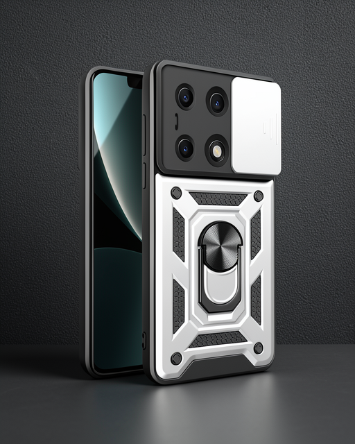 Xiaomi Poco M6 Pro 4g Kılıf Pars Lens Yüzüklü Silikon - Gümüş