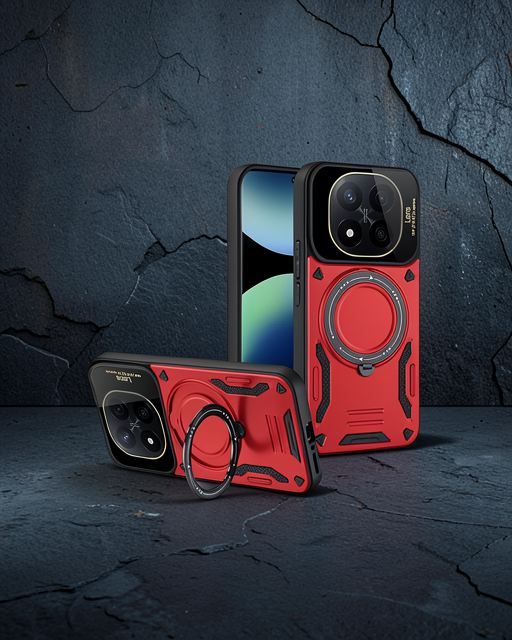 Xiaomi Redmi Note 14 Pro 5g Kılıf Joy Lens Standlı Kapak - Kırmızı