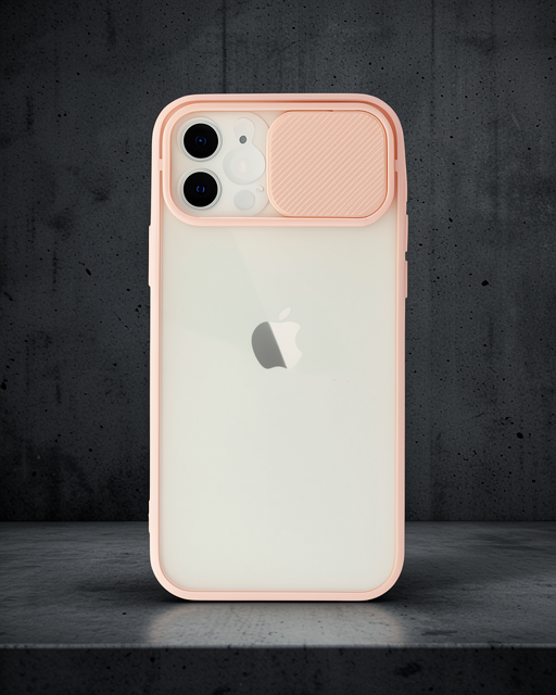 Apple İphone 12 Kılıf Palm Buzlu Kamera Sürgülü Silikon - Pembe