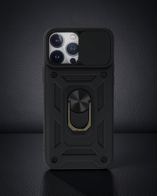 Apple İphone 13 Pro Max Kılıf Pars Lens Yüzüklü Silikon - Siyah