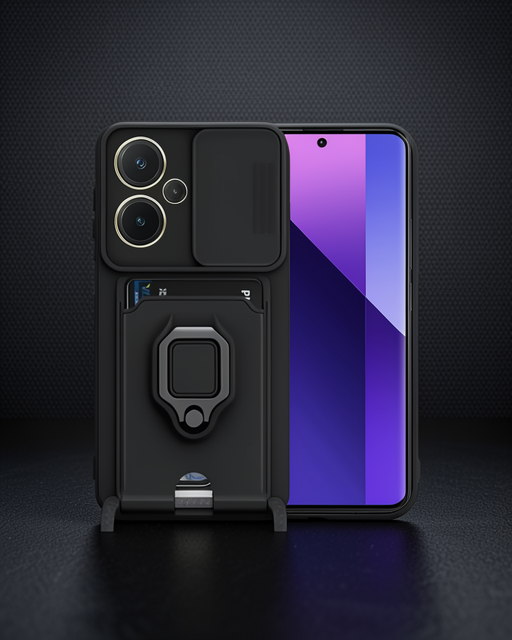 Xiaomi Redmi Note 13 Pro Plus Kılıf Zuma Kartvizitli Yüzüklü Silikon - Siyah