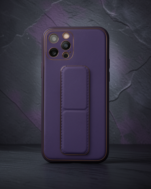 Apple İphone 12 Pro Kılıf Coco Deri Standlı Kapak - Mor