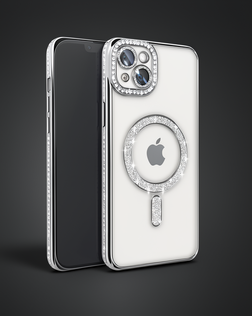 Apple İphone 15 Kılıf Joke Simli Magneticsafe Kılıf - Gümüş