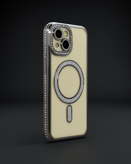 Apple İphone 15 Kılıf Joke Simli Magneticsafe Kılıf - Gri