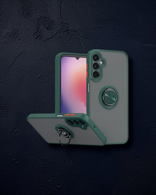 Samsung Galaxy A36 Kılıf Montreal Yüzüklü Silikon Kapak - Yeşil