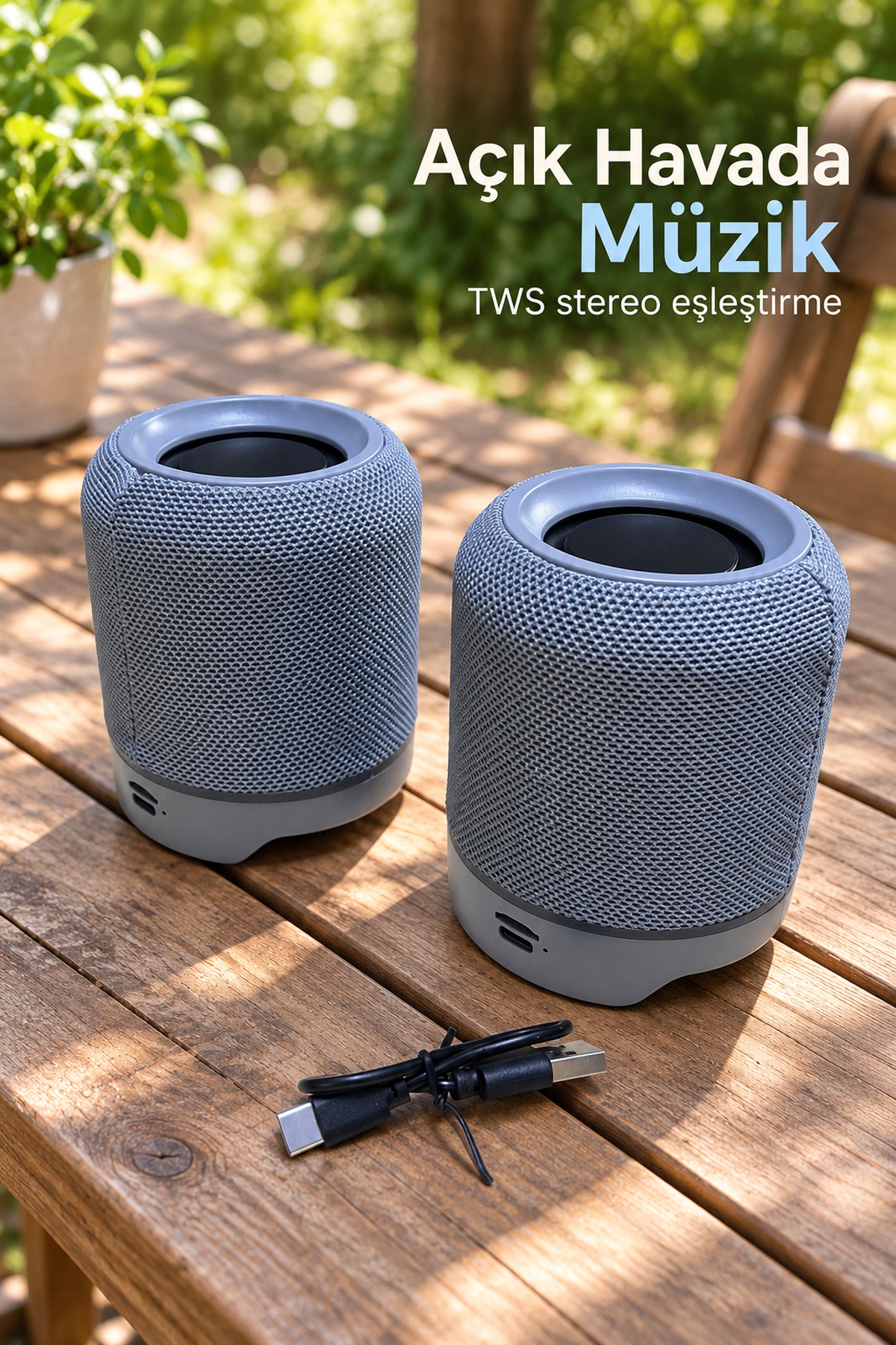 Bluetooth Hoparlör İki Parçalı Gövde ve TWS Stereo Eşleştirme