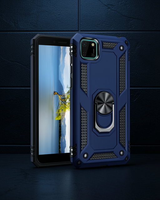 Huawei Y5p Kılıf Sofya Yüzüklü Silikon Kapak - Lacivert