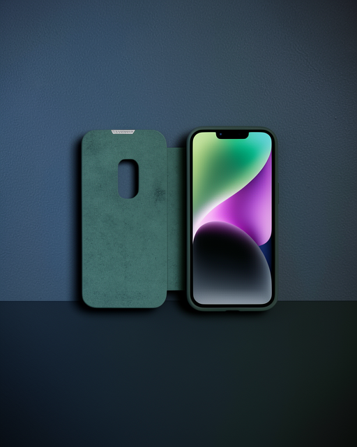 Apple İphone 14 Pro Kılıf Dolpin Kapaklı - Koyu Yeşil