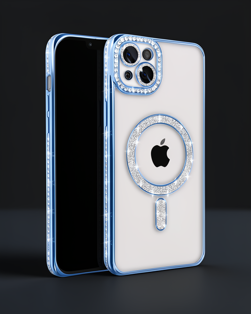 Apple İphone 15 Kılıf Joke Simli Magneticsafe Kılıf - Mavi