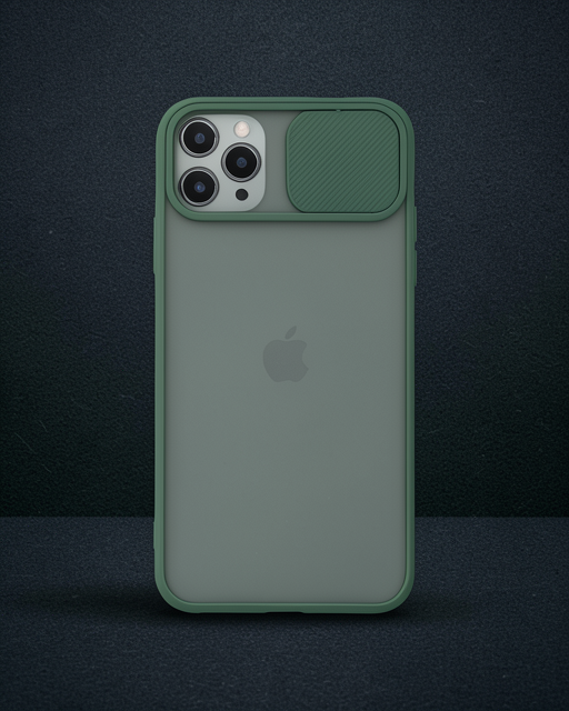 Apple İphone 11 Pro Kılıf Palm Buzlu Kamera Sürgülü Silikon - Yeşil