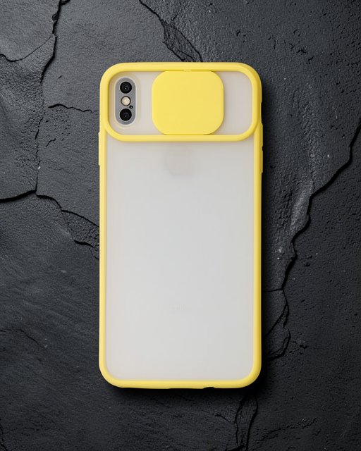 Apple İphone X Kılıf Palm Buzlu Kamera Sürgülü Silikon - Sarı