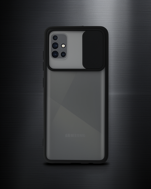 Samsung Galaxy A71 Kılıf Palm Buzlu Kamera Sürgülü Silikon - Siyah