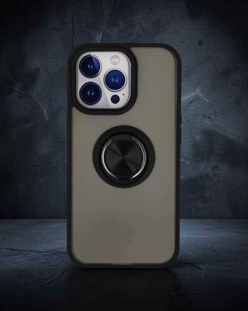 Apple İphone 13 Pro Max Kılıf Montreal Yüzüklü Silikon Kapak - Siyah