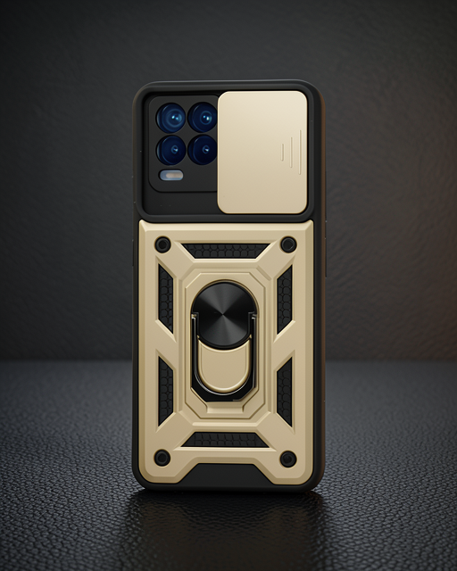 Realme 8 Kılıf Pars Lens Yüzüklü Silikon - Gold