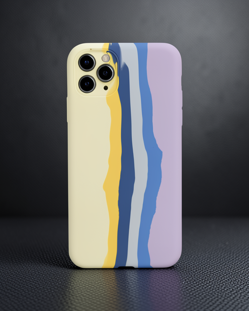 Apple İphone 11 Pro Kılıf Ebruli Lansman Silikon - Sarı-lila