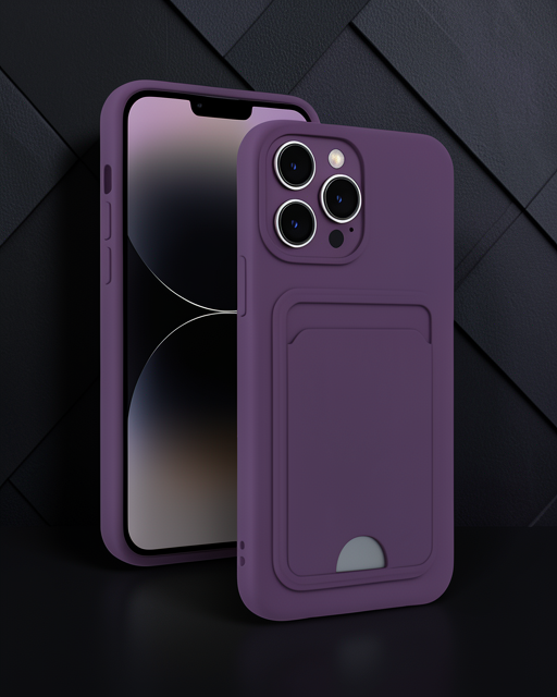Apple İphone 13 Pro Kılıf Kelvin Kartvizitli Silikon - Derin Mor