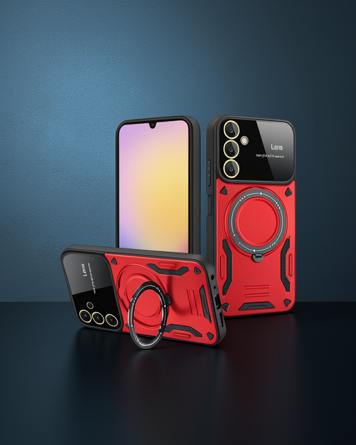 Samsung Galaxy A14 4g Kılıf Joy Lens Standlı Kapak - Kırmızı