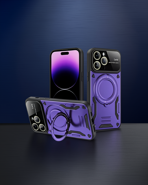 Apple İphone 16 Pro Kılıf Joy Lens Standlı Kapak - Mor