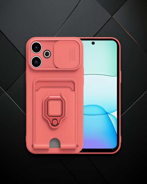 Xiaomi Redmi 13 4g Kılıf Zuma Kartvizitli Yüzüklü Silikon - Pembe