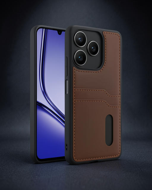Realme Note 50 4g Kılıf Sara Kartvizitli Deri Kılıf - Taba