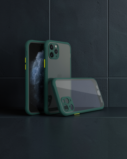Apple İphone 11 Pro Kılıf Miami Şeffaf Silikon - Koyu Yeşil