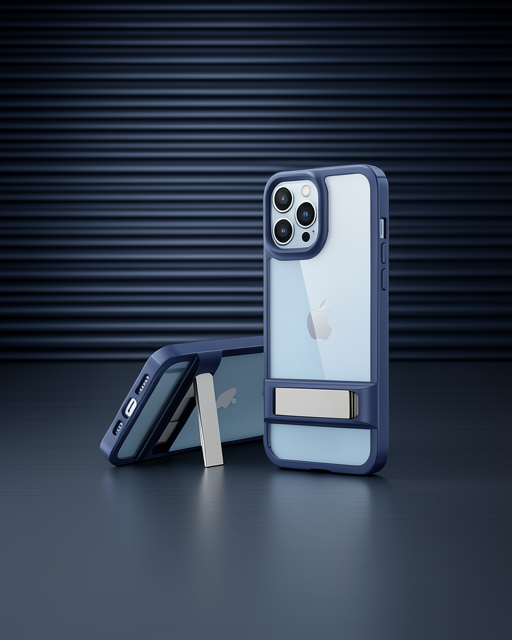 Apple İphone 13 Pro Max Kılıf Rolet Stand Kapak - Lacivert