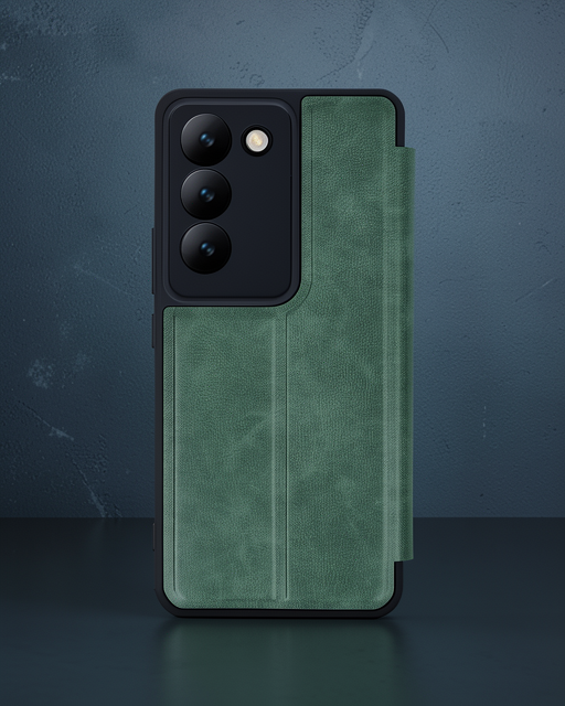 Vivo V30 Lite 4g Kılıf Flip Cover - Koyu Yeşil