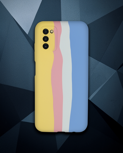 Samsung Galaxy A03s Kılıf Ebruli Lansman Silikon - Sarı-mavi