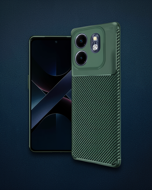 İnfinix Smart 9 Kılıf Auto Focus Karbon Kapak - Koyu Yeşil