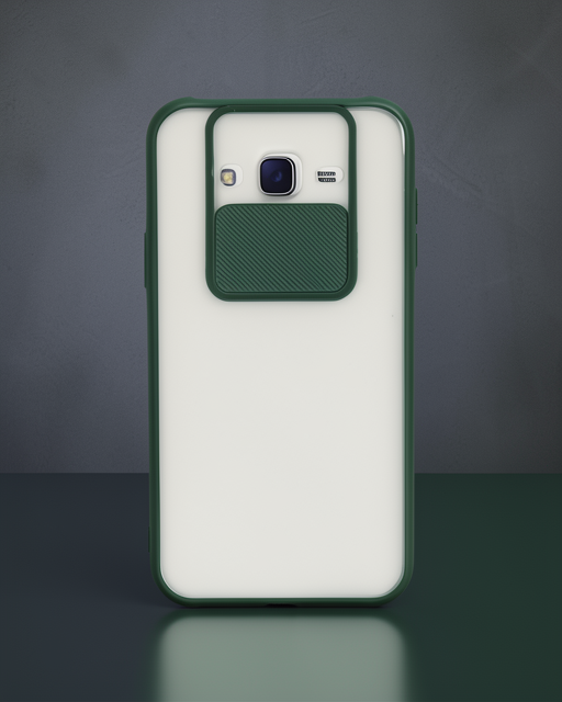 Samsung Galaxy J7 Kılıf Palm Buzlu Kamera Sürgülü Silikon - Yeşil