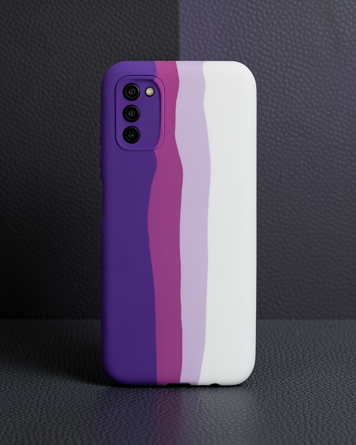 Samsung Galaxy A03s Kılıf Ebruli Lansman Silikon - Mor-beyaz