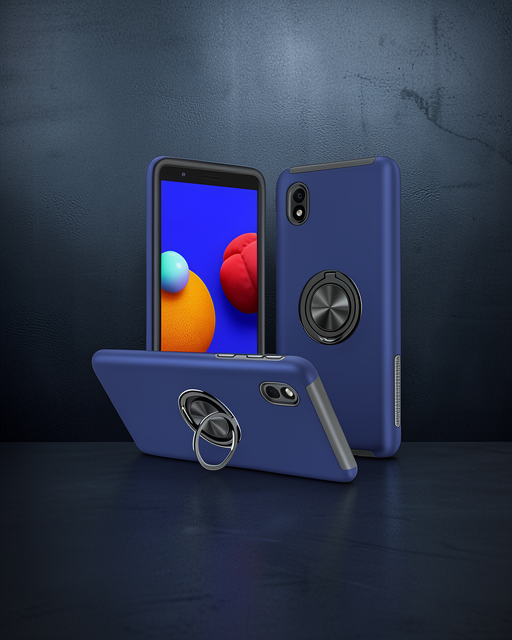 Samsung Galaxy A01 Core Kılıf Elit Yüzüklü Kapak - Lacivert