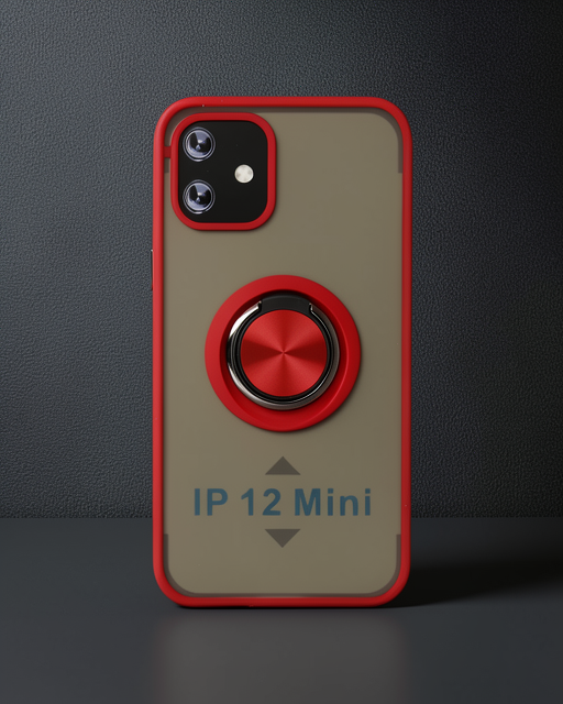 Apple İphone 12 Kılıf Montreal Yüzüklü Silikon Kapak - Kırmızı