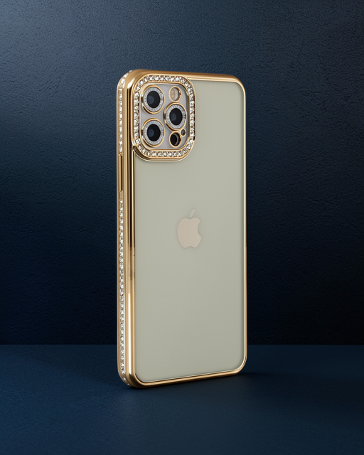 Apple İphone 12 Pro Kılıf Joke Taşlı Silikon - Gold