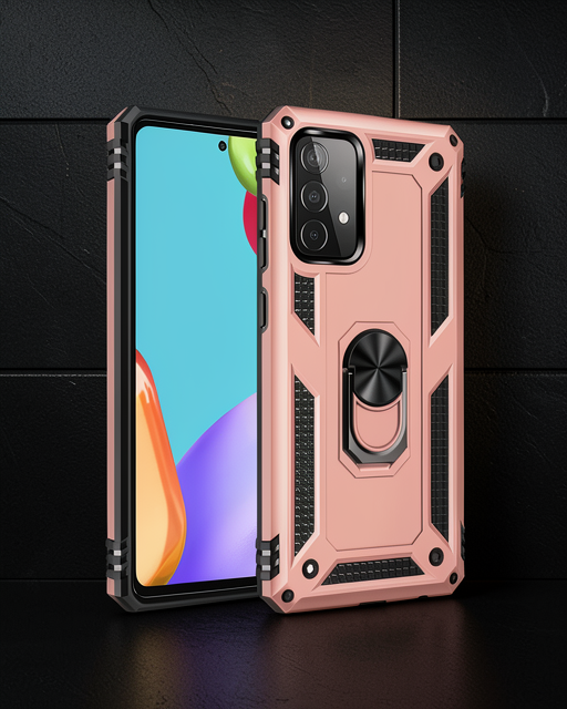 Samsung Galaxy A32 Kılıf Sofya Yüzüklü Silikon Kapak - Rose