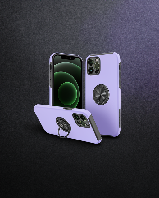 Apple İphone 12 Pro Max Kılıf Elit Yüzüklü Kapak - Mor