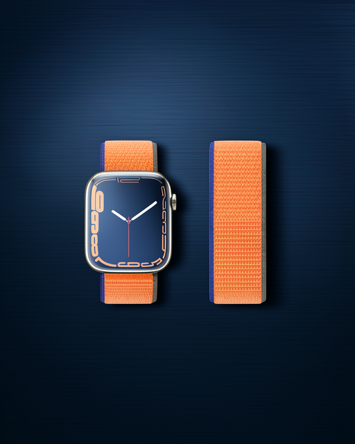 Apple Watch 42mm Hasırlı Cırtcırtlı Kordon - Turuncu