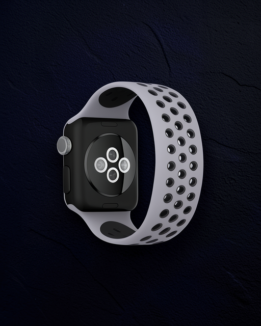 Apple Watch 38mm Ayarlı Delikli Silikon Kordon - Gri-siyah