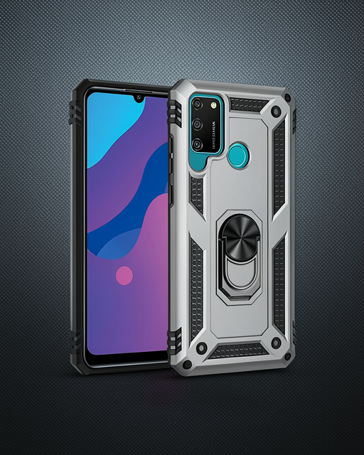 Huawei Y6p Kılıf Sofya Yüzüklü Silikon Kapak - Gümüş