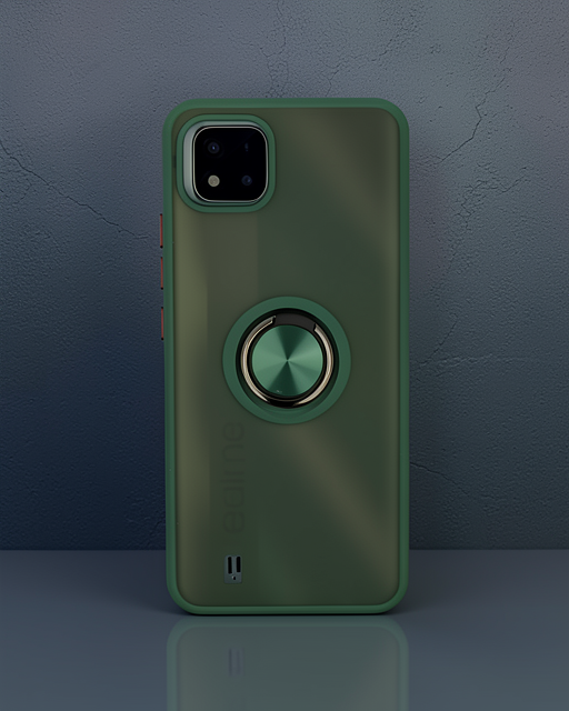 Realme C11 2021 Kılıf Montreal Yüzüklü Silikon Kapak - Yeşil