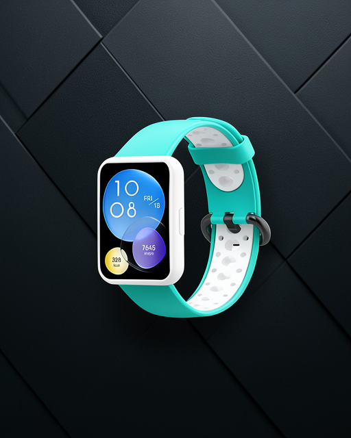 Huawei Watch Fit 2 Spor Delikli Kordon - Turkuaz-beyaz