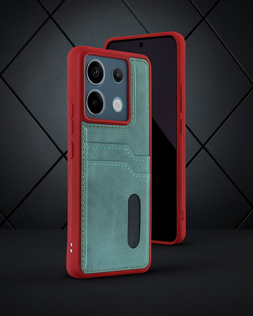 Xiaomi Redmi Note 13 Pro 4g Kılıf Sara Kartvizitli Deri Kılıf - Koyu Yeşil